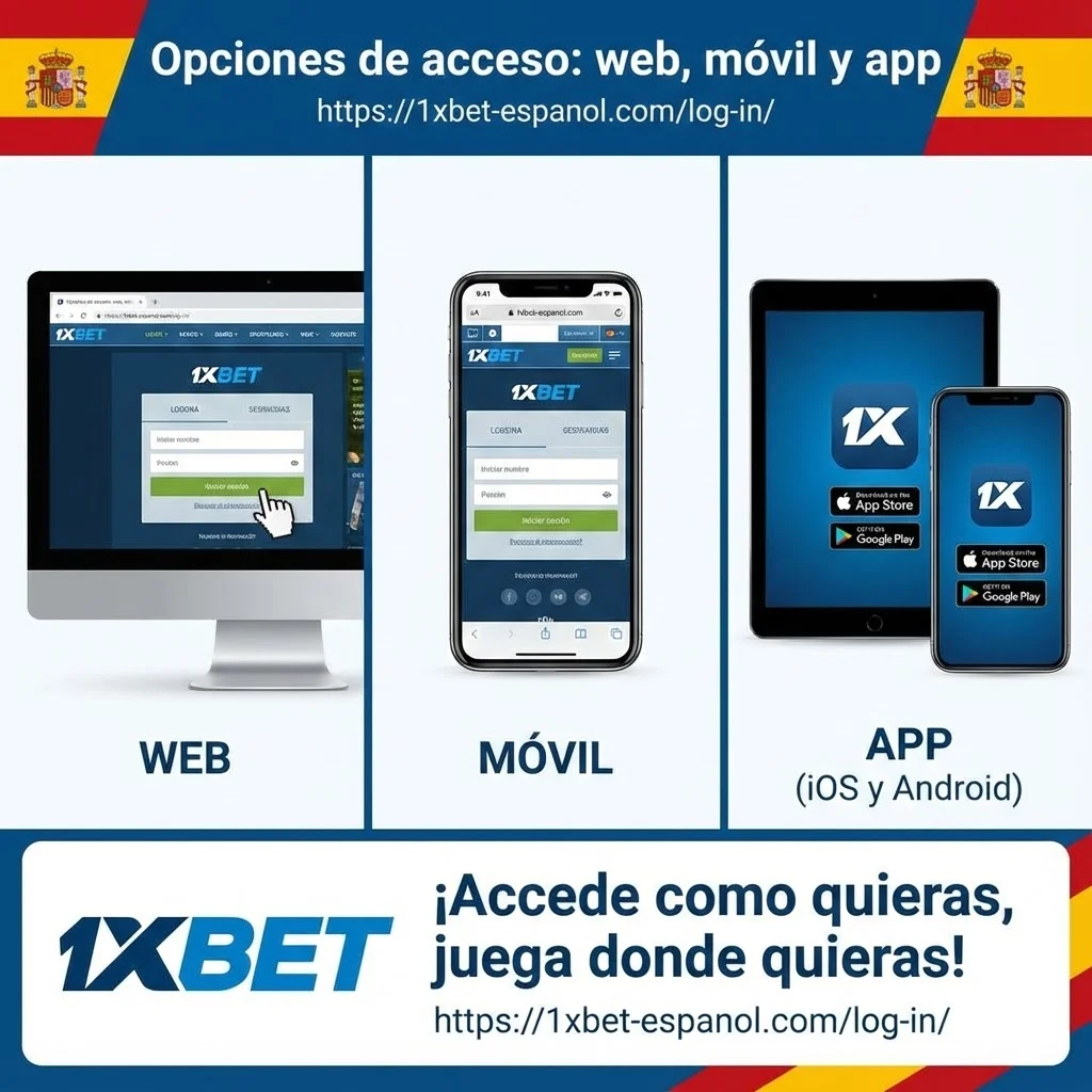 Opciones de acceso: web, móvil y app